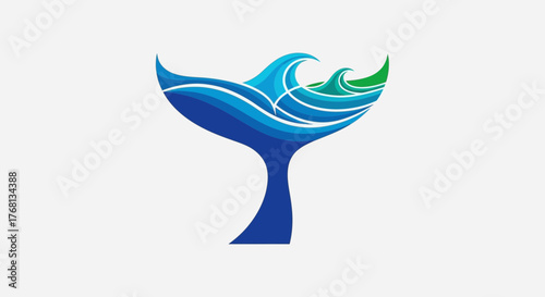 Stylized whale tail combined with ocean waves creating a unique and memorable marine-themed logo