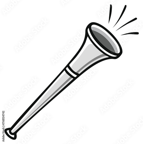 Silver Football Horn with Sound Waves Blowing