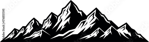 Vector Illustration of Majestic Mountain Range Silhouette for Adventure and Nature Designs
