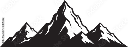 Black Silhouette of Jagged Mountain Peaks nature landscape