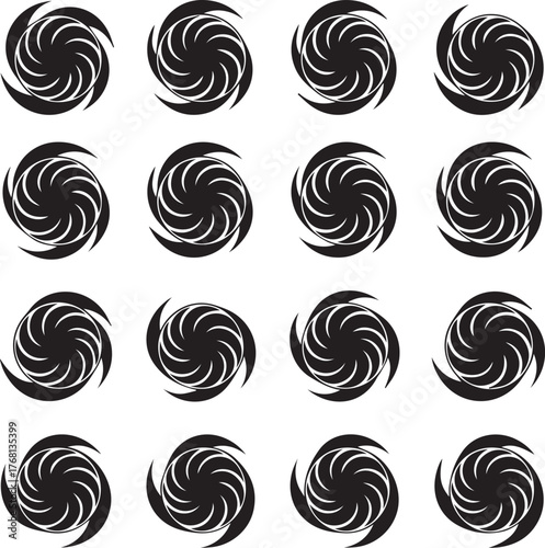 Black Swirl Patterns on White Background spiral vortex