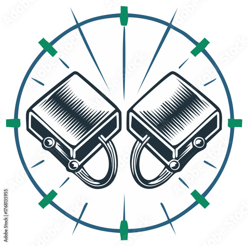 Vector Illustration of Earplugs Inside a Circular Compass Design
