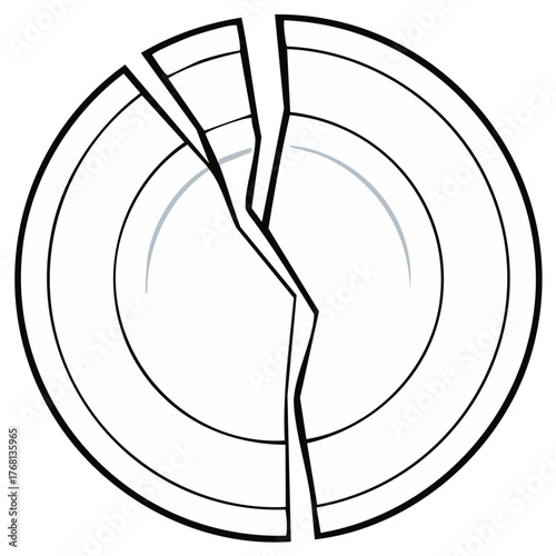 Broken white plate showing damage separation and fragility concept