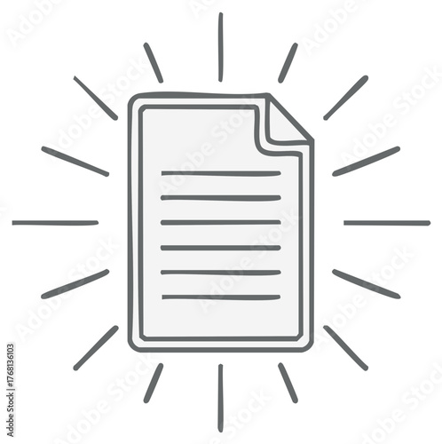 Doodle style document with sunbeams symbolizing document importance