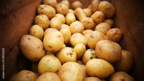 Close-up of a heap of nice yellow potatoes