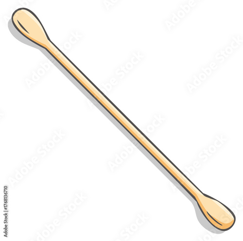 Illustration of a Cotton Swab with Two Rounded Ends for Personal Hygiene