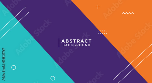 Vibrant Abstract Geometric Background with Modern Memphis Elements and Diagonal Color Blocks