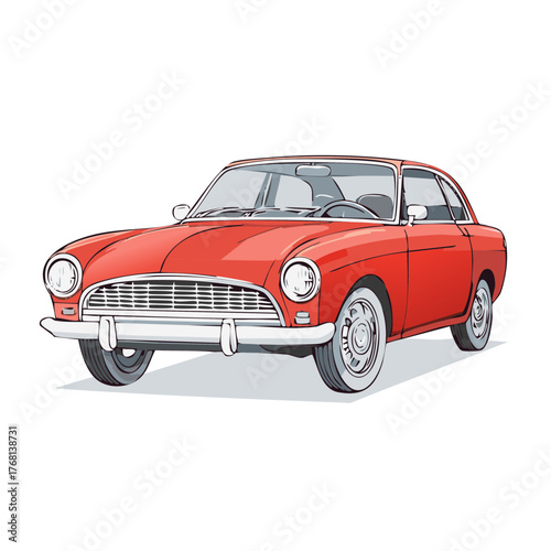 Classic red car illustration, vintage automobile design.