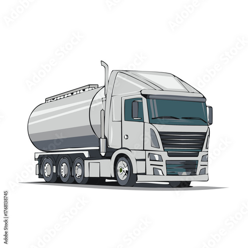 Modern Silver Fuel Tanker Truck Illustration for Logistics and Transportation Concepts