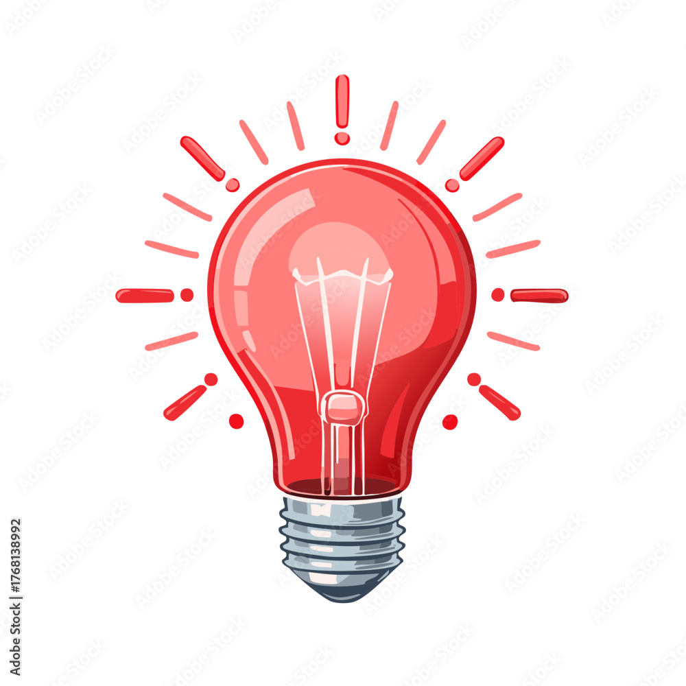 Fototapeta premium Glowing red incandescent light bulb symbolizing a bright idea and inspiration