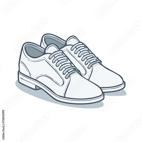 Pair of Stylish White Dress Shoes with Laces, Clean Illustration for Fashion or Business Concepts