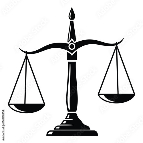 Symbol of justice and balance traditional scales of justice graphic element silhouette