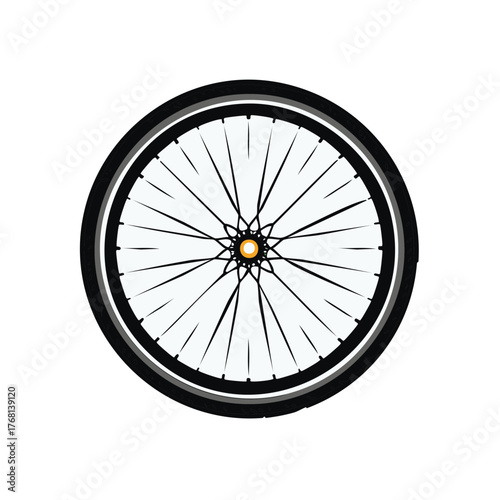 Detailed Vector Illustration of a bicycle wheel with tire and spokes on a white background