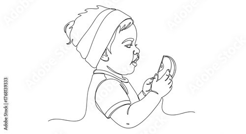 Toddler with apple slice symbolizing curiosity and healthy eating