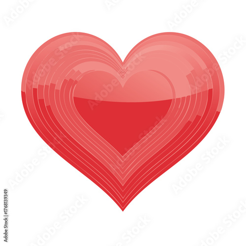 Vibrant Red Glossy Layered Heart Vector Graphic Representing Love Romance and Passion
