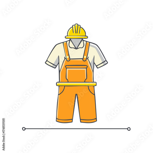 Construction Worker Uniform Icon Safety Helmet Overalls Protective Clothing Apparel Graphic