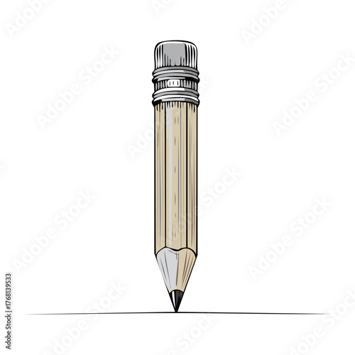 Classic wooden pencil with eraser drawing a straight line creative education concept