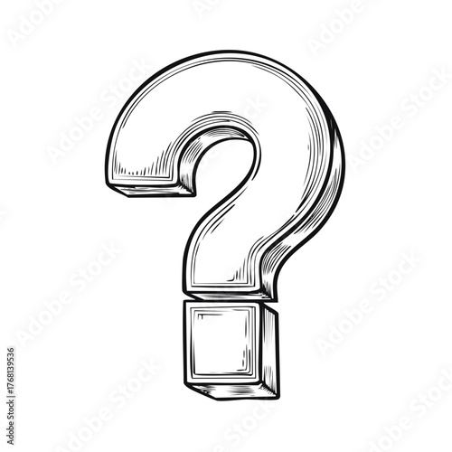 Drawn Question Mark Single Symbol of Asking Queries and Seeking Answers
