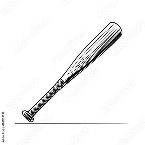 Detailed baseball bat illustration with wrap and engravings sport equipment design