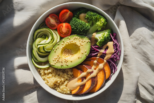 Balanced Healthy Diet Ingredients in Half Circle Composition