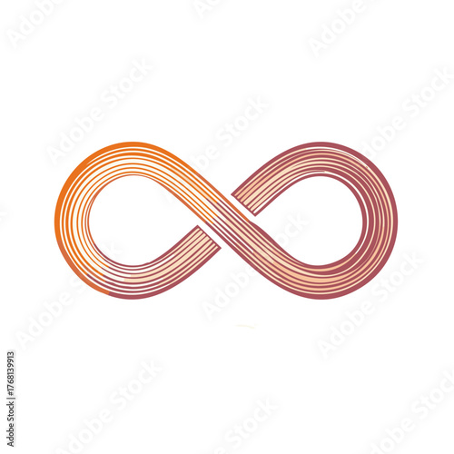 Abstract infinity symbol in orange and purple tones
