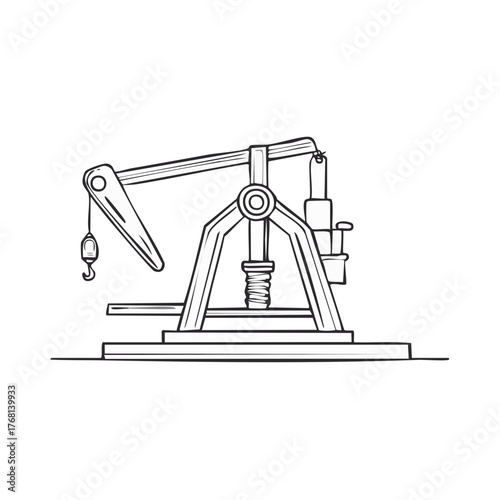 Hand drawn doodle of a water lifting device representing an old engineering concept and water management technologies