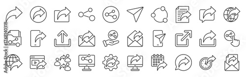 share icon pack outline style vector collection for social media management
