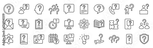 question icon pack outline style vector collection for quiz and survey