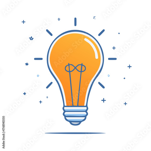 Illuminated light bulb icon symbolizing inspiration, solution, and brilliant ideas