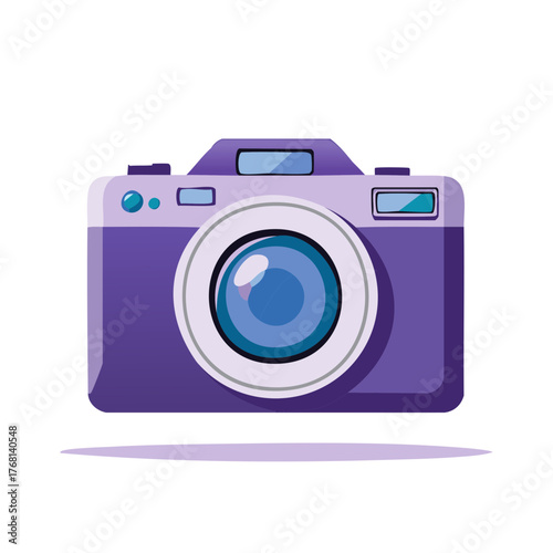 Purple Camera Illustration with Circular Lens for Photo Shoots and Photography