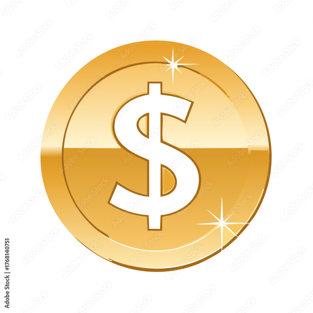 Obraz premium Shiny Gold Coin with Dollar Sign Currency Investment Financial Success Concept
