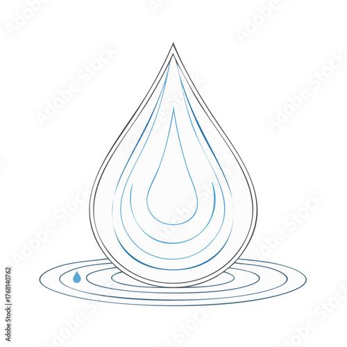 Clean water drop illustration with ripples spreading outwards representing purity and refreshment