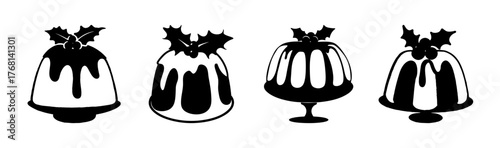 Vector christmas pudding illustration festive holiday dessert icon