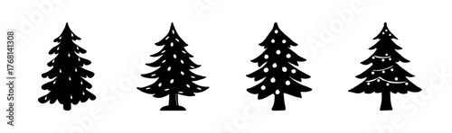 Vector christmas tree with bright lights illustration