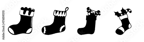 Festive christmas stocking vector illustration for holiday design