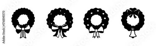 Christmas wreath with festive bow vector illustration