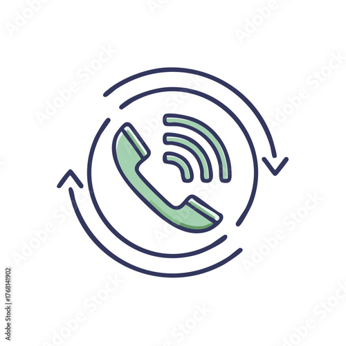 Telephone Handset with Signal Arrows Icon Design Connectivity Concept