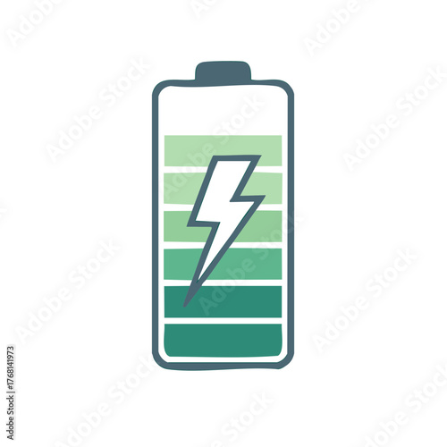 Battery Symbol Displaying Charge Level With Lightning Bolt Design Graphic