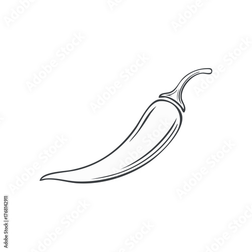 Elegant Chili Pepper Sketch Simple Line Art for Spicy Food Designs