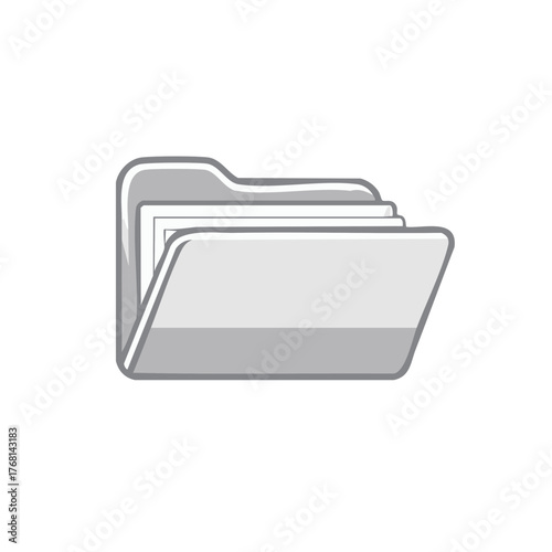 Open Folder with Documents Icon Illustration