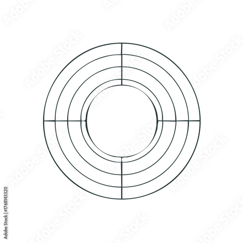 Wire wreath frame with concentric circles and crossbars for crafting and decorating