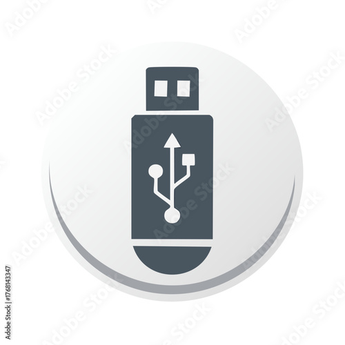 USB flash drive glyph icon. Portable data storage and file transfer symbol.