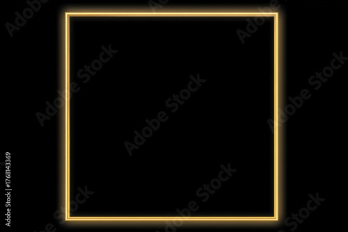 Modern neon golden square border isolated on transparent background