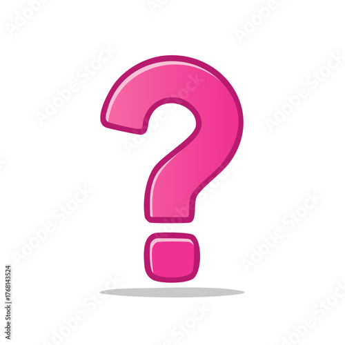 Bright Pink Question Mark Symbol Illustration with Soft Shadow and Subtle Gradient