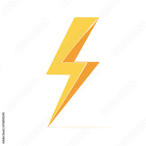 Vibrant yellow lightning bolt graphic representing electrical energy, speed, and sudden power.