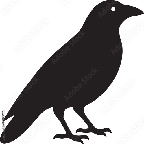 Perched Crow Silhouette Vector