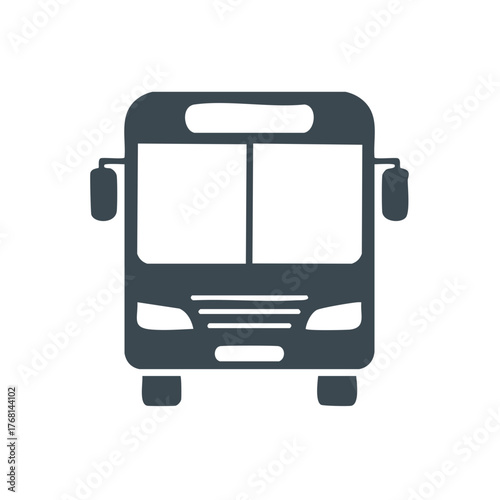 Simple Dark Gray Bus Icon Front View Transportation Symbol