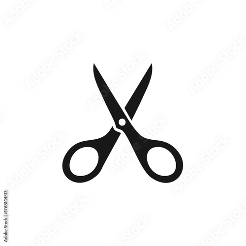 Silhouette illustration of scissors isolated on white background.