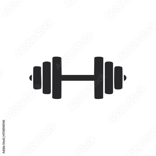Simple black dumbbell icon representing strength training and fitness