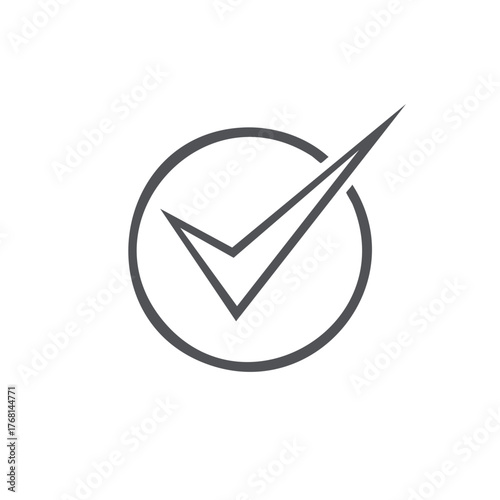 Checkmark in circle icon concept of approval success completion and validation